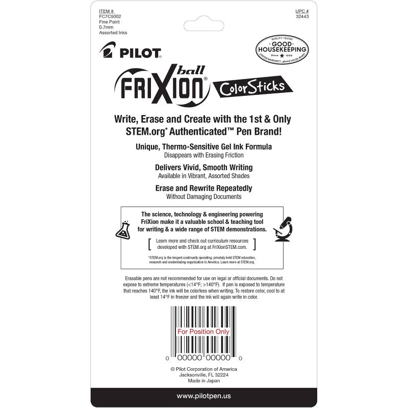 FriXion 5pk Color Sticks Pens