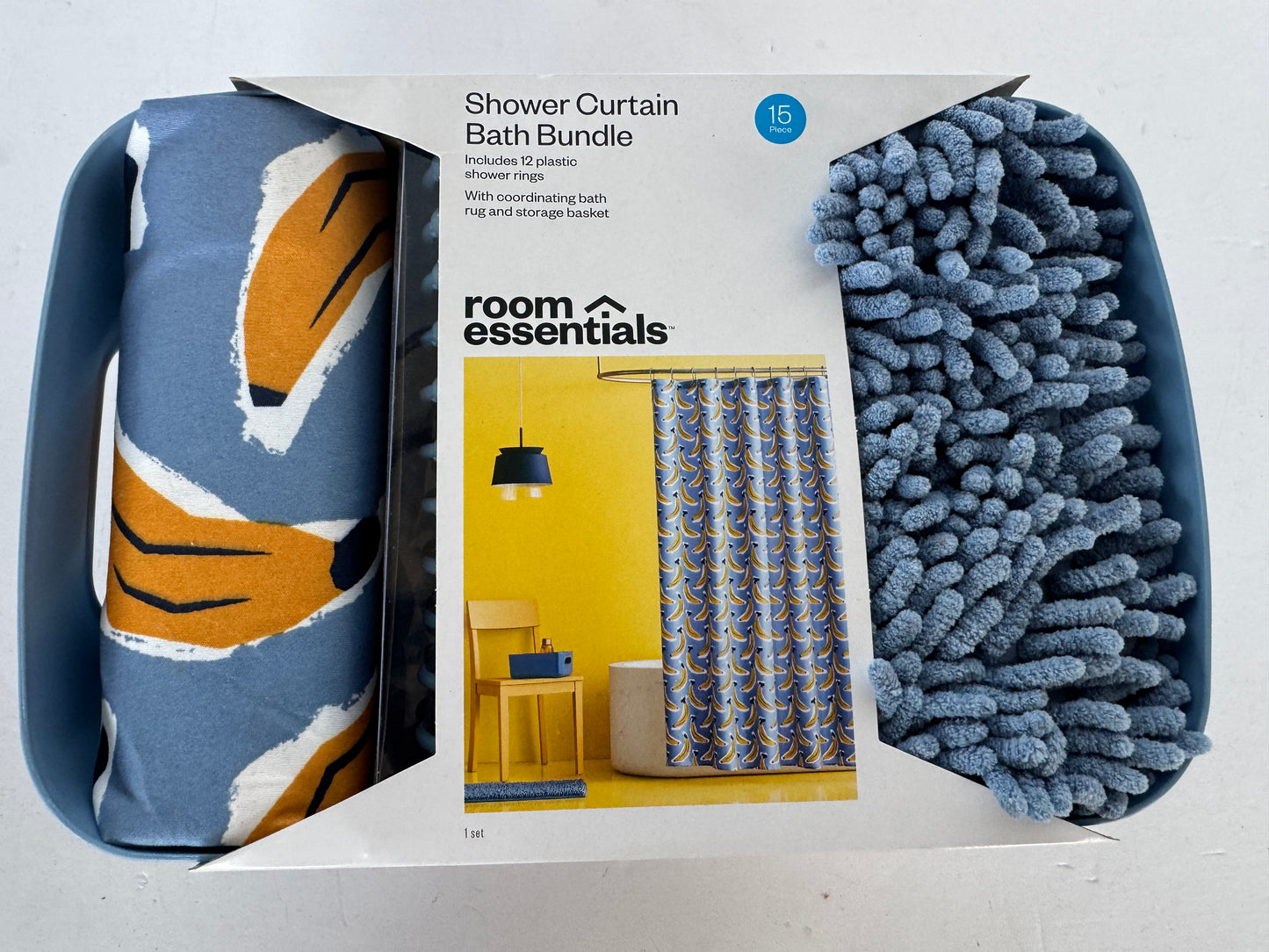 Room Essentials Shower Curtain Bath Bundle 15 Piece