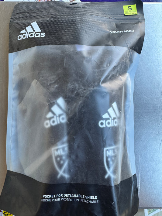 Adidas MLS Football Youth Sock Shin Guards-Small, Black, NEW