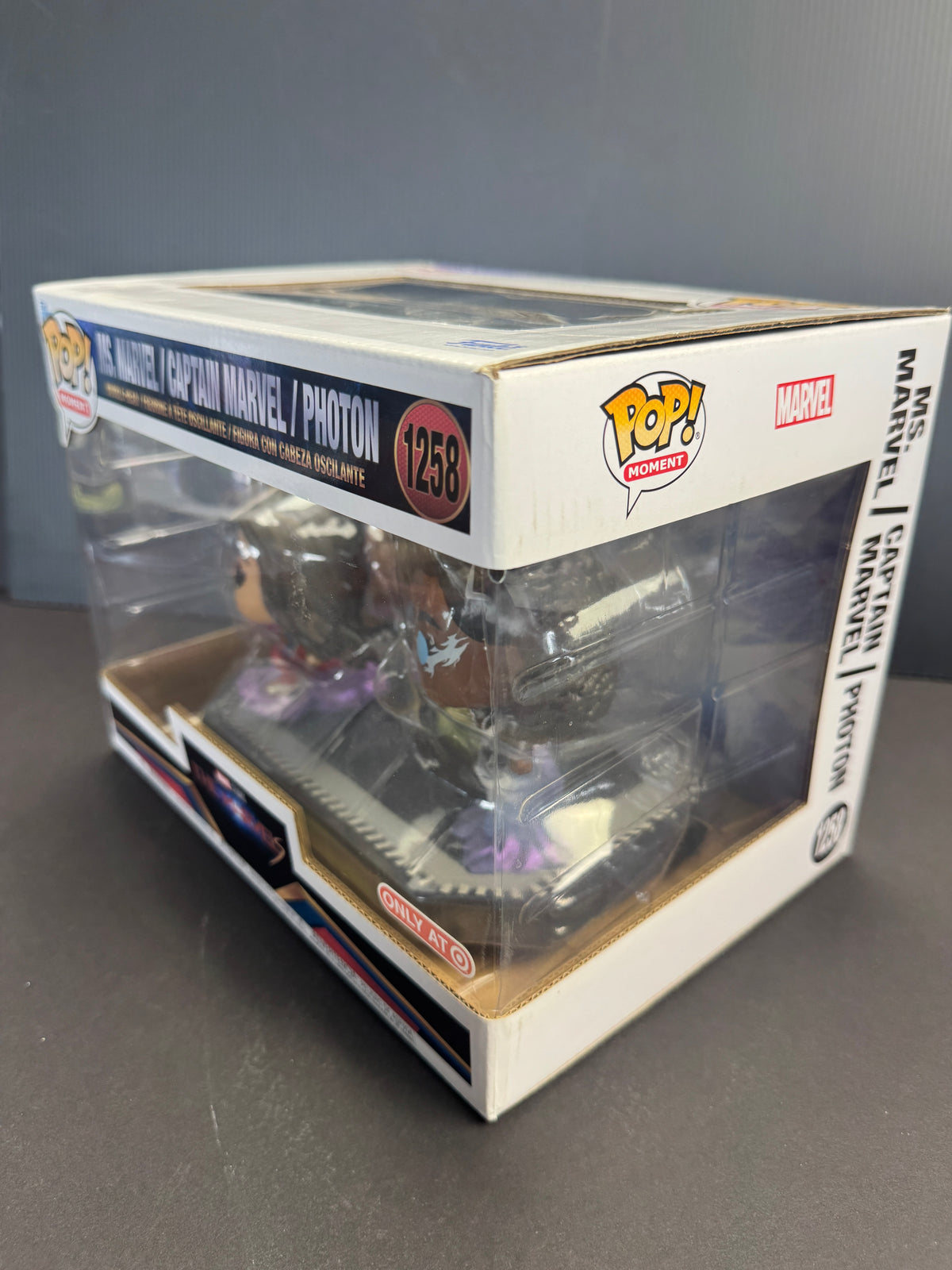 Funko Pop! Moment - number 1258 Miss Marvel, Captain Marvel, Photon 3 character Display