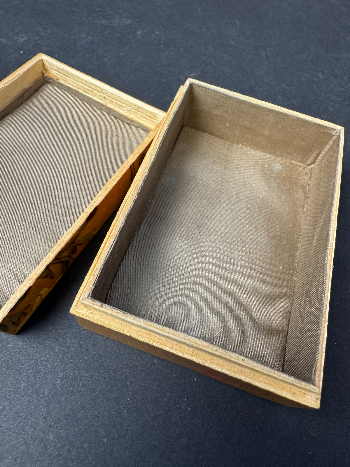 235 - Chinese Pyrography Wooden Jewelry Trinket Box Floral Art Seal Mark