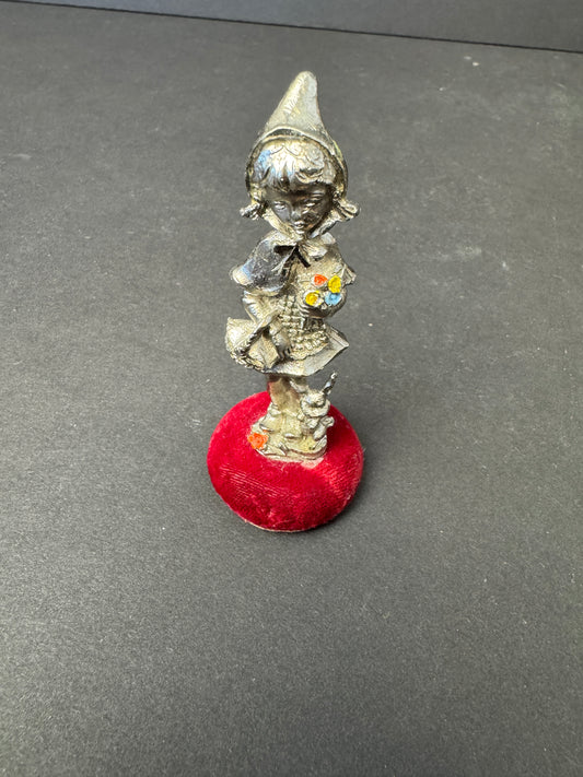 358 - Little Red Riding Hood Statues From Italy. Peltro Silver Pewter. Stunning!!!