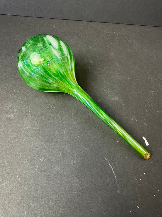 465 - Hand Blowen Glass Watering Ball For Garden/ Flower Pots Beautiful green and white