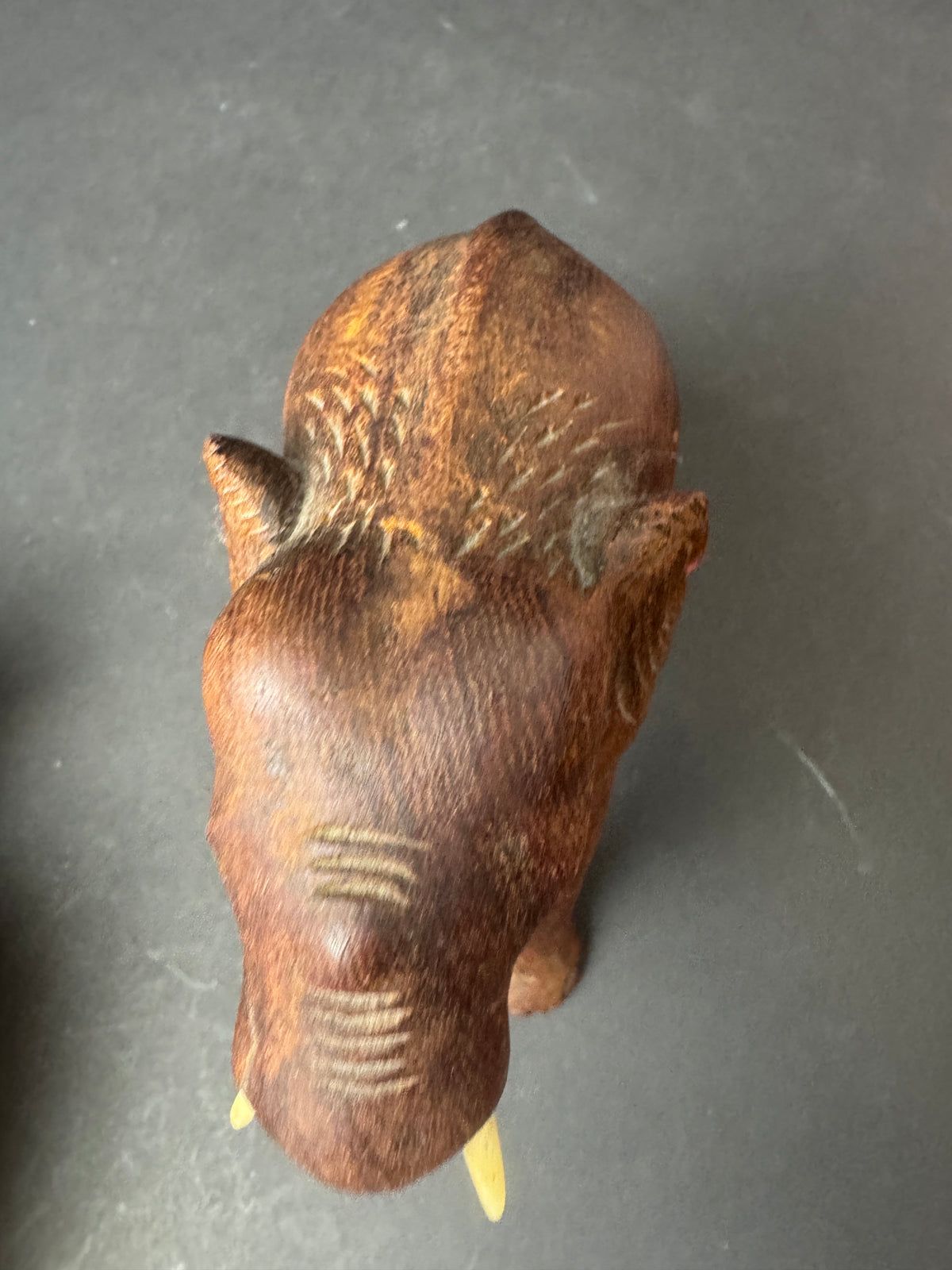 500 - Wooden Elephant Hand Carved w tusks