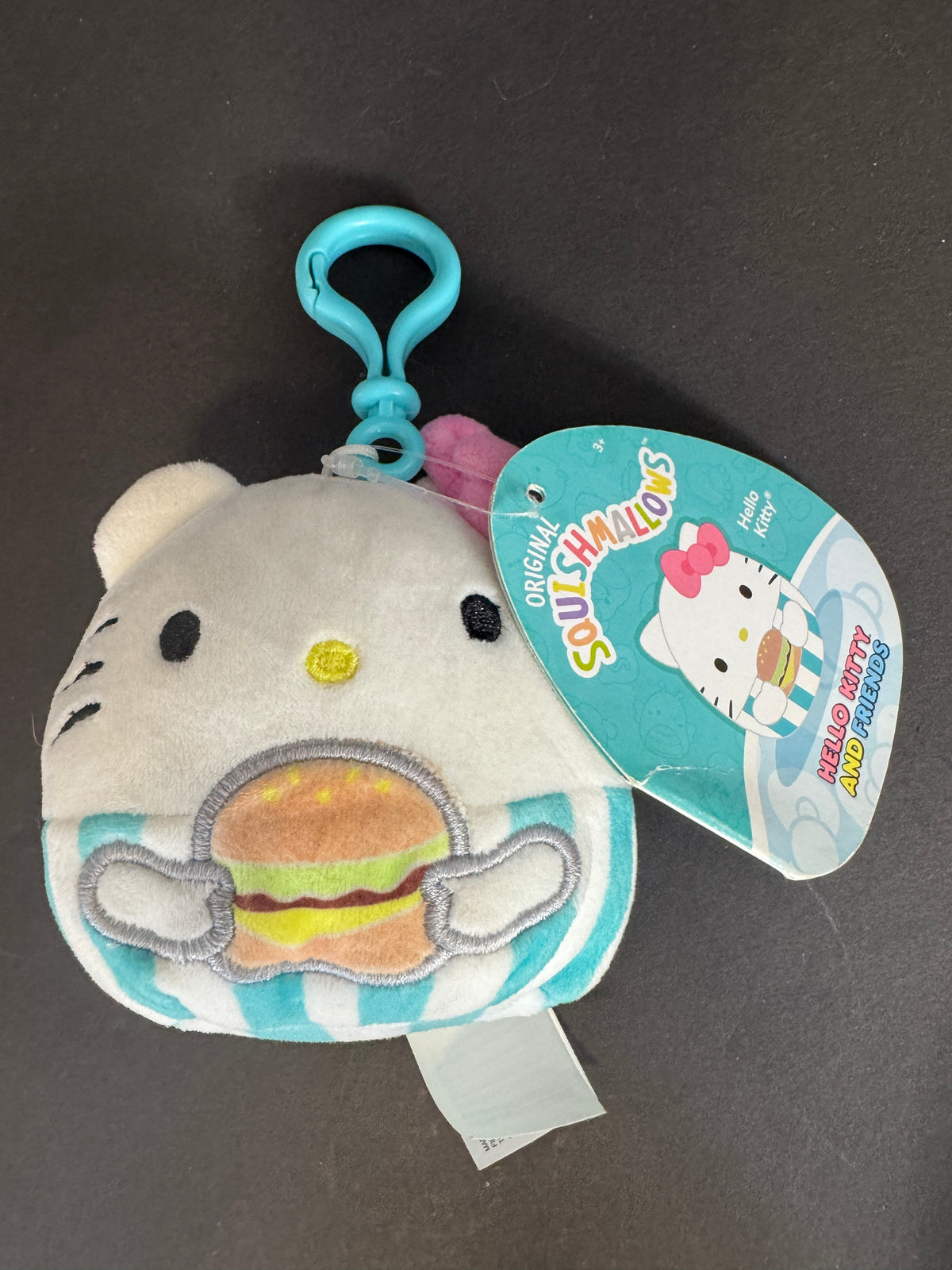 029 - Squishmallows 3.5" Hello KITTY CLIP w/ burger sanrio