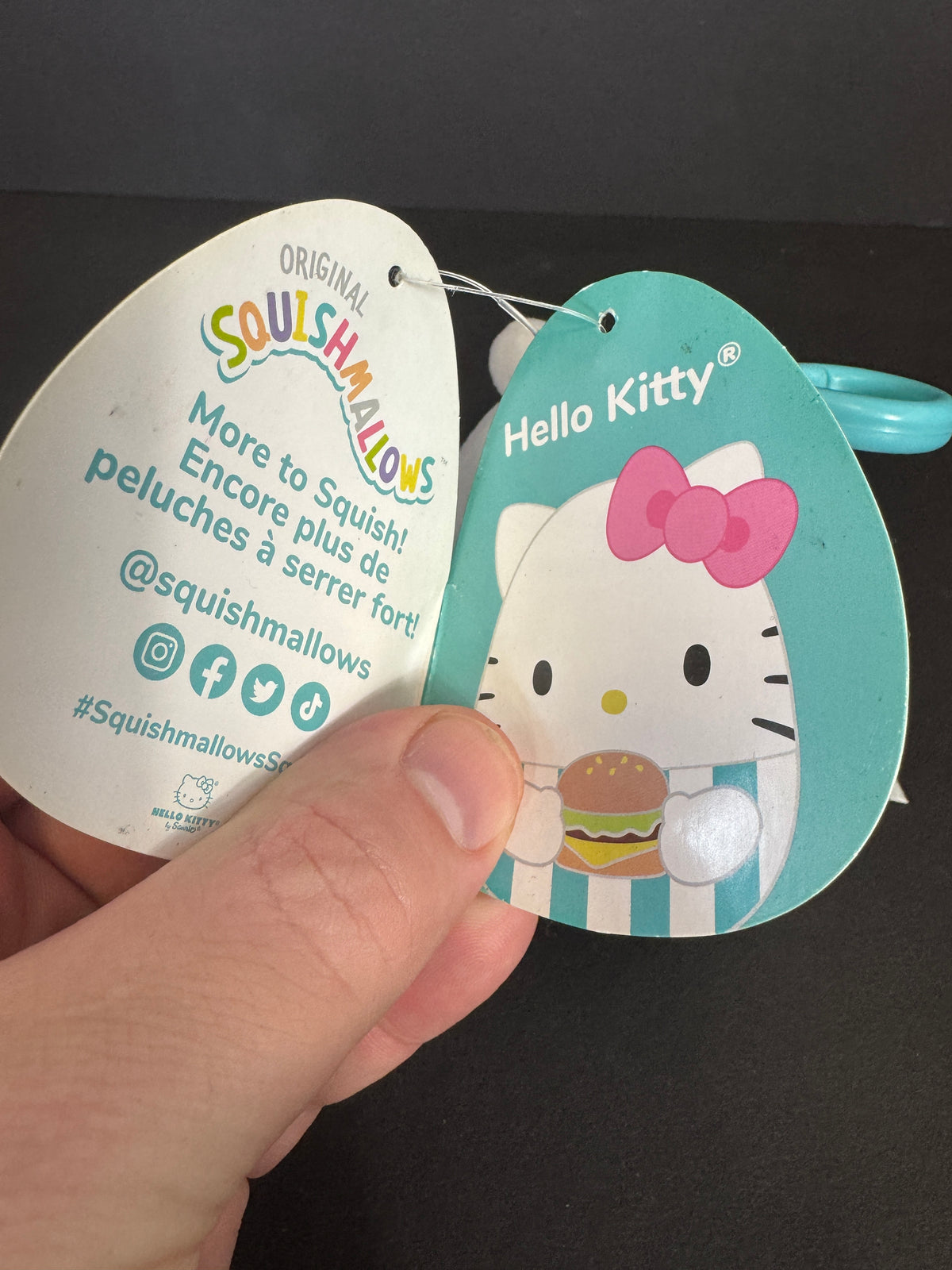 029 - Squishmallows 3.5" Hello KITTY CLIP w/ burger sanrio