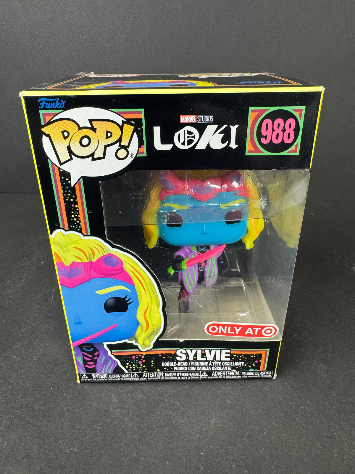 Funko POP Loki #988 Sylvie Blacklight Target Exclusive Figure with Box Defects
