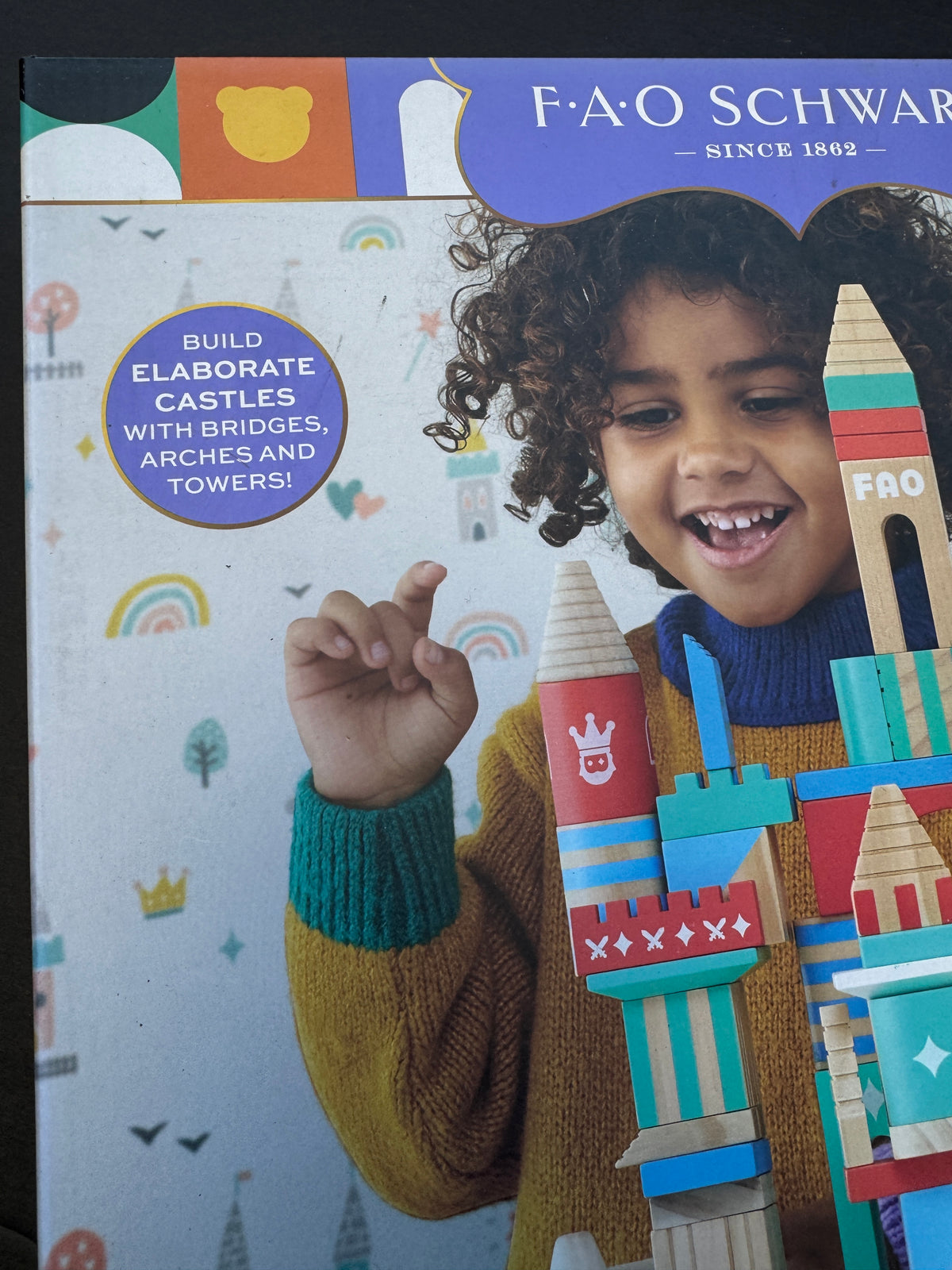 FAO Schwarz Build Your Own Fortress Toy Wood Castle Blocks 75pc