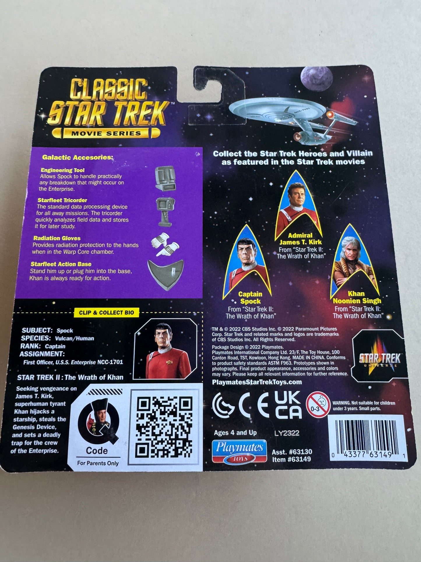 Playmates  Classic Star Trek II: The Wrath of Khan CAPTAIN SPOCK 5 in Figure