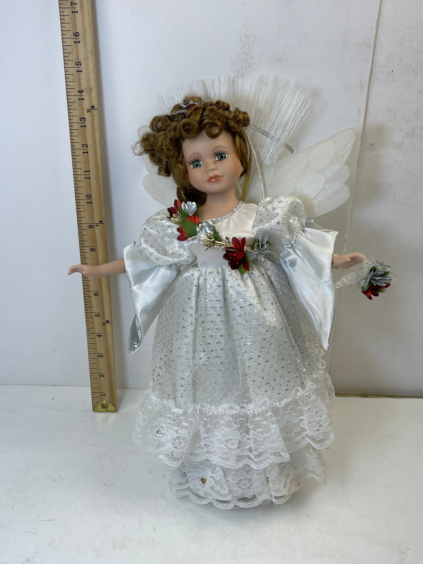 Christmas Angel Porcelain Doll Fiberoptics