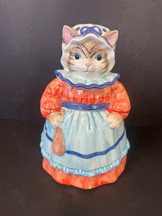 Vintage Heritage Mint Ltd. Bonnet And Apron Kitty Cat Cookie Jar
