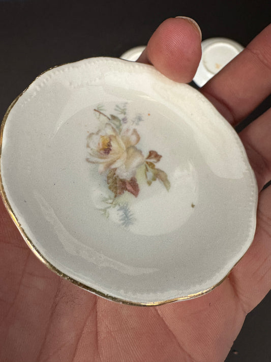 Lot of 5 - Antique Porcelain 3" Butter Pat floral – Scalloped & Gold Trim