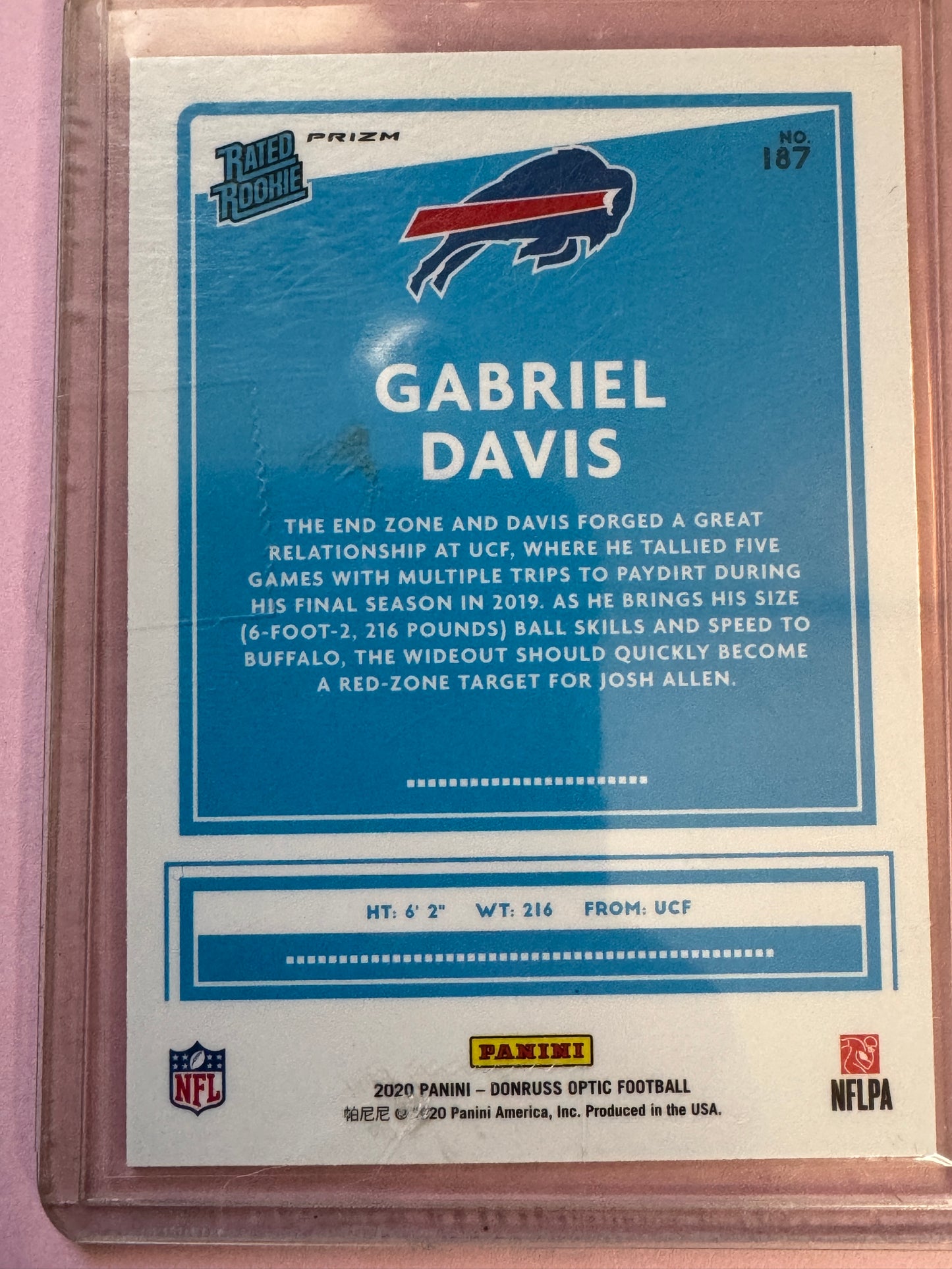 2020 Panini Donruss Optic Football | Gabriell Davis #187 | Bills Rated Rookie