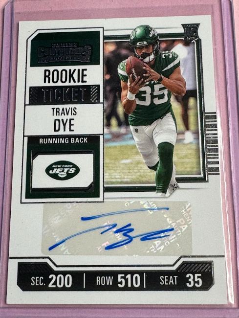 2023 Panini Contenders Football | Travis Dye No.262 | Jets Rookie Ticket | Auto